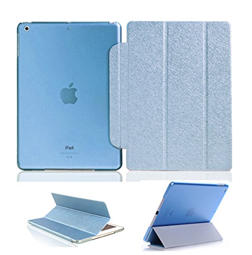 Luch iPad Air Hülle, Glitter Seide Series Schutzhülle Cover Case Tasche mit Hart PC Durchschaubar Rücken Deckel mit Auto Schlaf/Wach und Standfunktion für iPad Air iPad 5, Hellblau von Luch