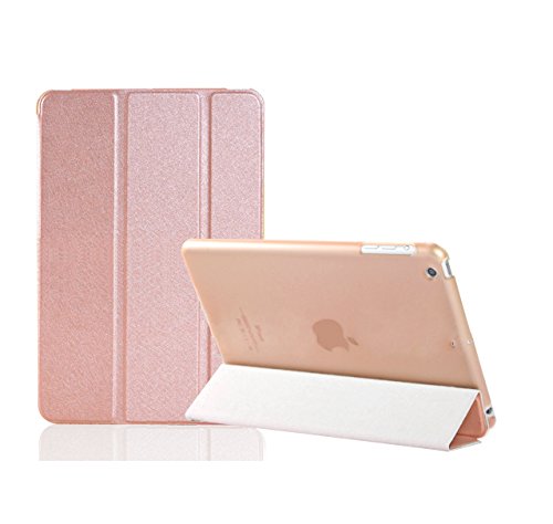 Luch iPad Mini 4 Hülle, Glitter Seide Series Schutzhülle Cover Case Etui Tasche mit Hart PC Durchschaubar Rücken Deckel mit Auto Schlaf/Wach Funktion und Standfunktion für Apple iPad Mini 4, Rosegold von Luch