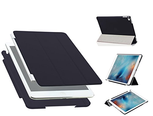 Luch iPad Mini 4 Hülle, Ultradünn Smart Cover Kunstleder Schutzhülle Tasche + Transparent Matt Back Hardcase mit Multiständer Schlaf/Wach Funktion für iPad Mini 4 7.9 Zoll, Schwarz von Luch