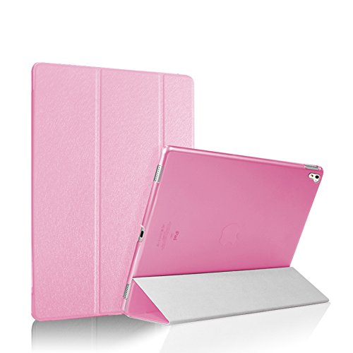 Luch iPad Pro 9.7 Hülle, Glitter Seide Series Schutzhülle Cover Case Tasche mit Hart PC Durchschaubar Rücken Deckel mit Auto Schlaf/Wach und Standfunktion für iPad Pro 9.7 Zoll (2016), Rosa von Luch