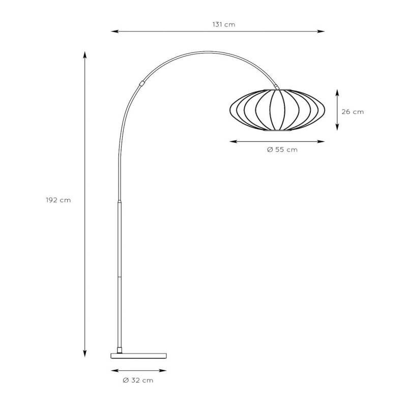 Bogenleuchte Corina, beige, E27, 192 cm, Kunststoff von Lucide
