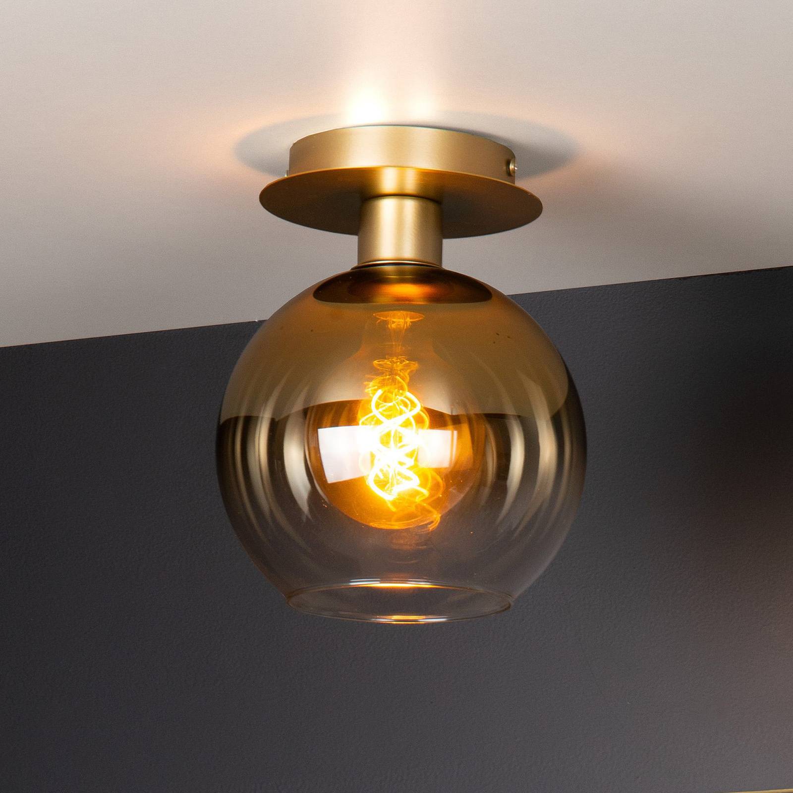 Deckenleuchte Marius, gold, 1-flammig, Glas Deckenleuchte Marius, gold, 1-flammig, Glas von Lucide