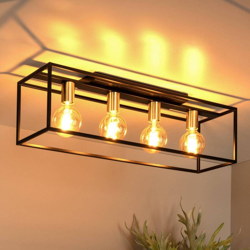 Deckenleuchte Ruben, schwarz, 90 cm, 4-flammig, Metall, E27 von Lucide