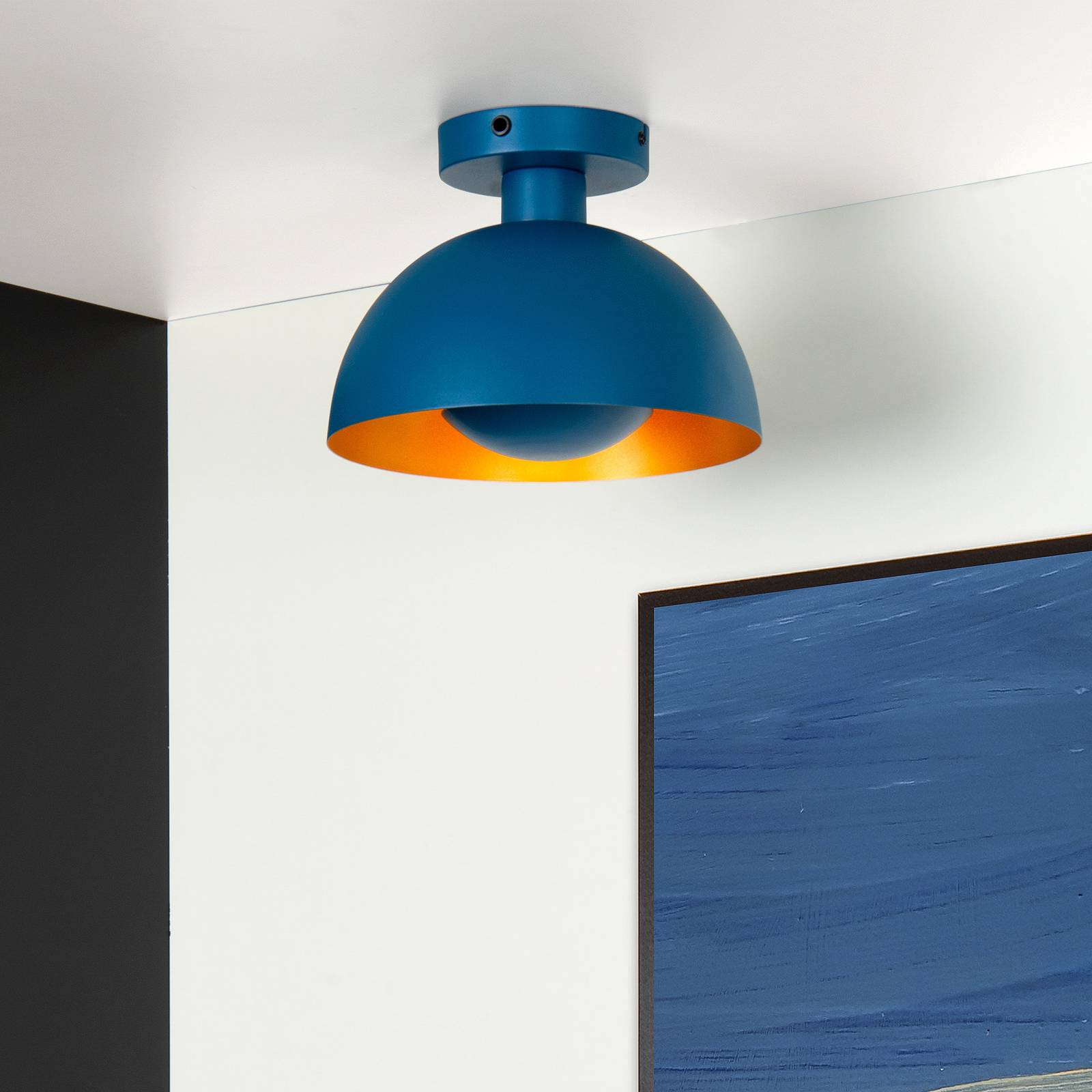 Deckenleuchte Siemon aus Stahl, Ø 25 cm, blau Deckenleuchte Siemon aus Stahl, Ø 25 cm, blau von Lucide