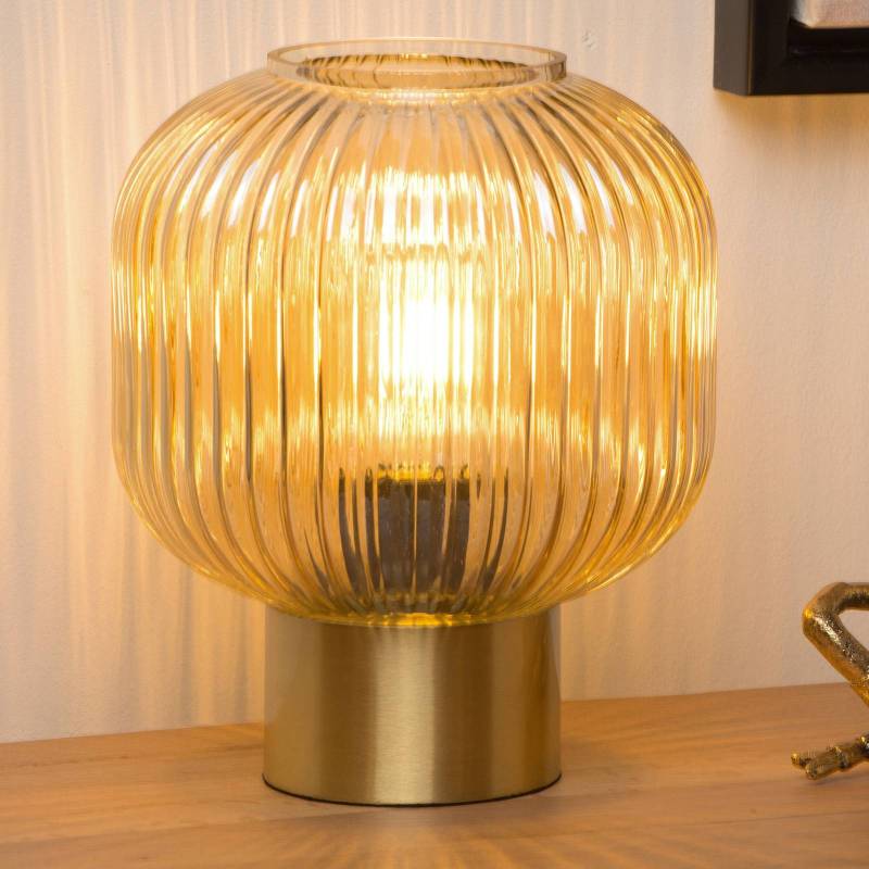 Glas-Tischleuchte Maloto, amber/ gold, Ø 20 cm, E27 von Lucide