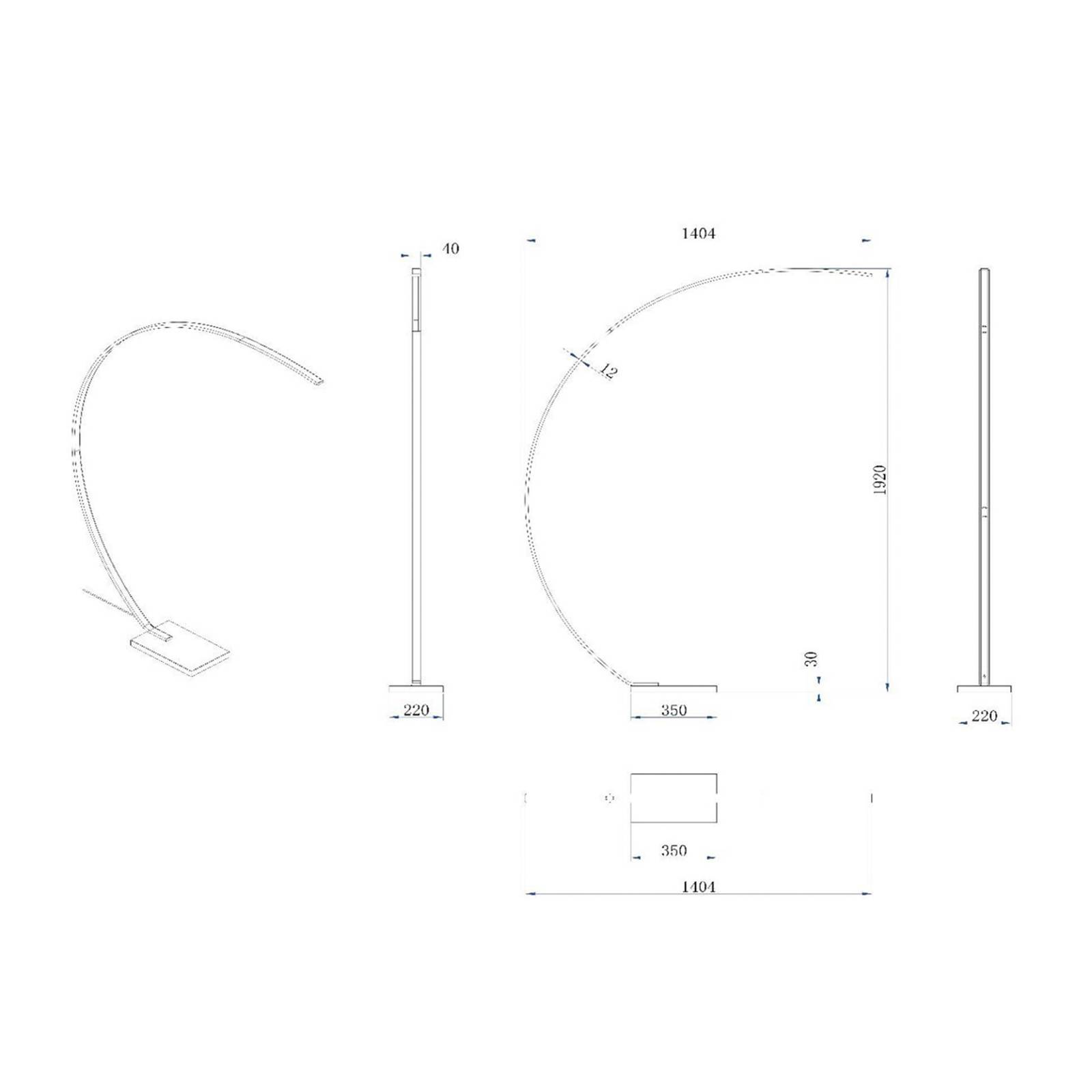LED-Bogenleuchte Curve, gold matt, Marmor, 192 cm, dimmbar LED-Bogenleuchte Curve, gold matt, Marmor, 192 cm, dimmbar von Lucide