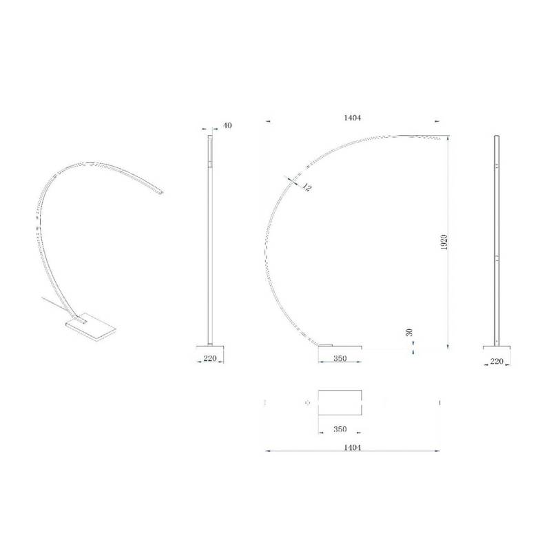 LED-Bogenleuchte Curve, gold matt, Marmor, 192 cm, dimmbar von Lucide