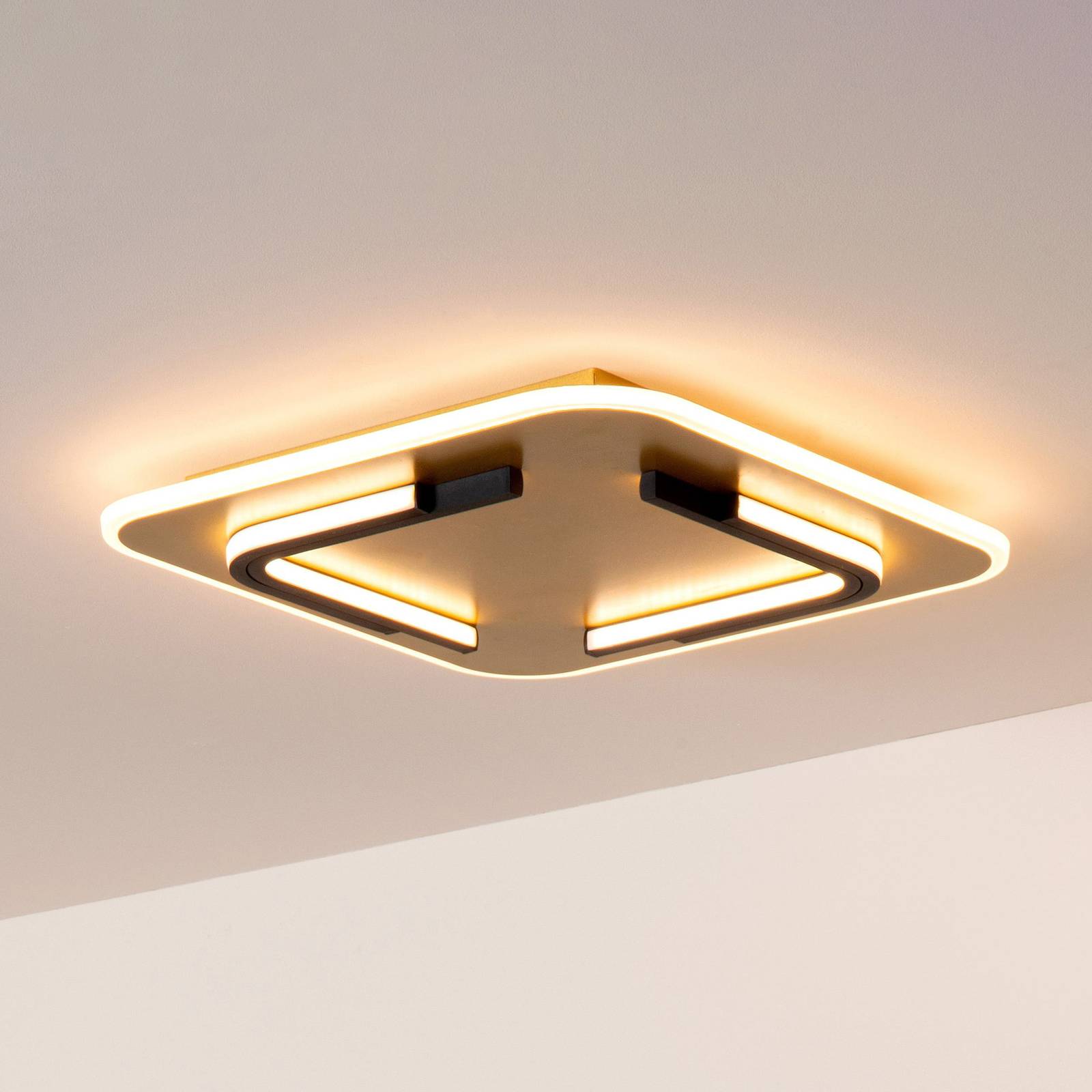 LED-Deckenleuchte Andreas, eckig, 40 cm x 40 cm, gold matt LED-Deckenleuchte Andreas, eckig, 40 cm x 40 cm, gold matt von Lucide