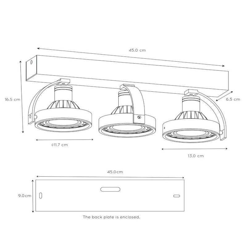LED-Deckenstrahler Dorian dreiflammig, dim to warm von Lucide