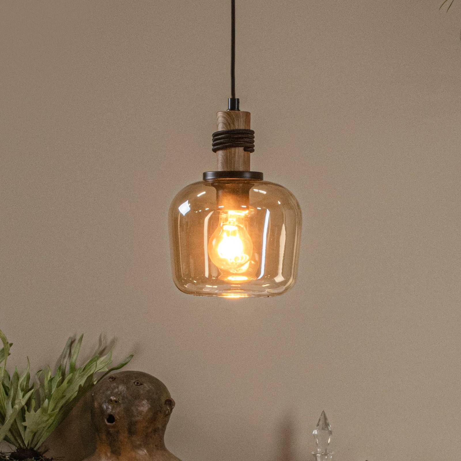 Pendelleuchte Ilona, Glas, Ø 18 cm, schwarz/amber, 1-flammig Pendelleuchte Ilona, Glas, Ø 18 cm, schwarz/amber, 1-flammig von Lucide