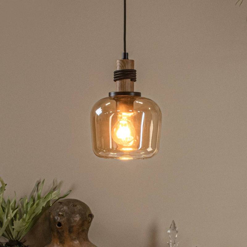 Pendelleuchte Ilona, Glas, Ø 18 cm, schwarz/amber, 1-flammig von Lucide