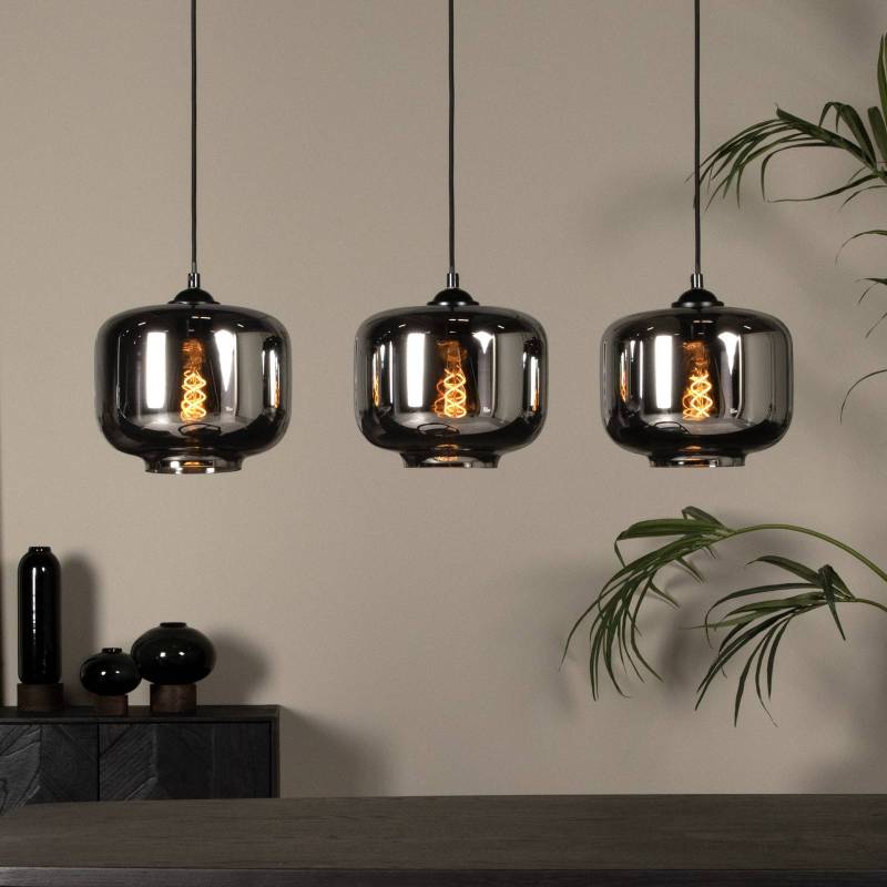 Pendelleuchte Medine, rauchgrau, Glas, 3-flammig, 90 cm, E27 von Lucide