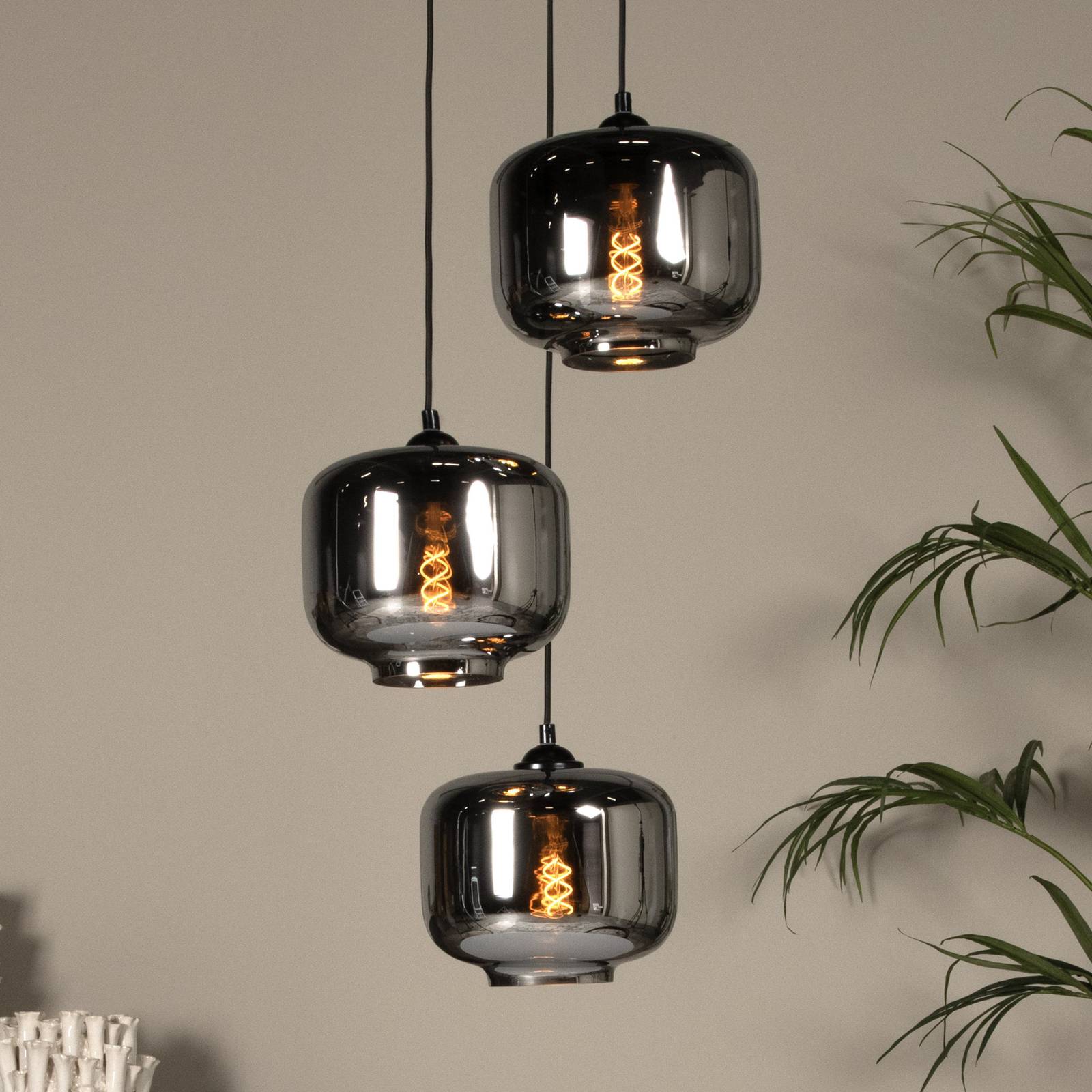 Pendelleuchte Medine, rauchgrau, Ø 46 cm, Glas, 3-flammig Pendelleuchte Medine, rauchgrau, Ø 46 cm, Glas, 3-flammig von Lucide