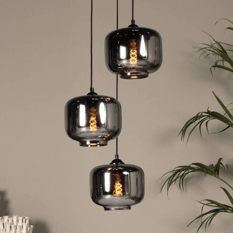 Pendelleuchte Medine, rauchgrau, Ø 46 cm, Glas, 3-flammig von Lucide