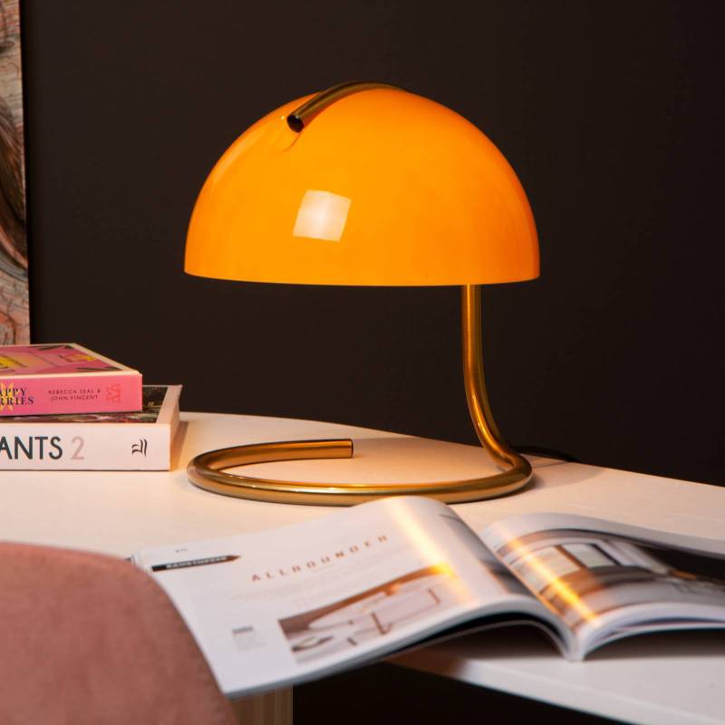 Retro-Tischleuchte Cato mit Milchglasschirm orange von Lucide