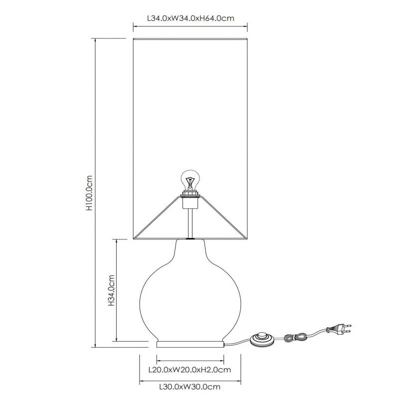 Stehleuchte Esterad, schwarz, Ø 34 cm, Höhe 100 cm, Glas von Lucide