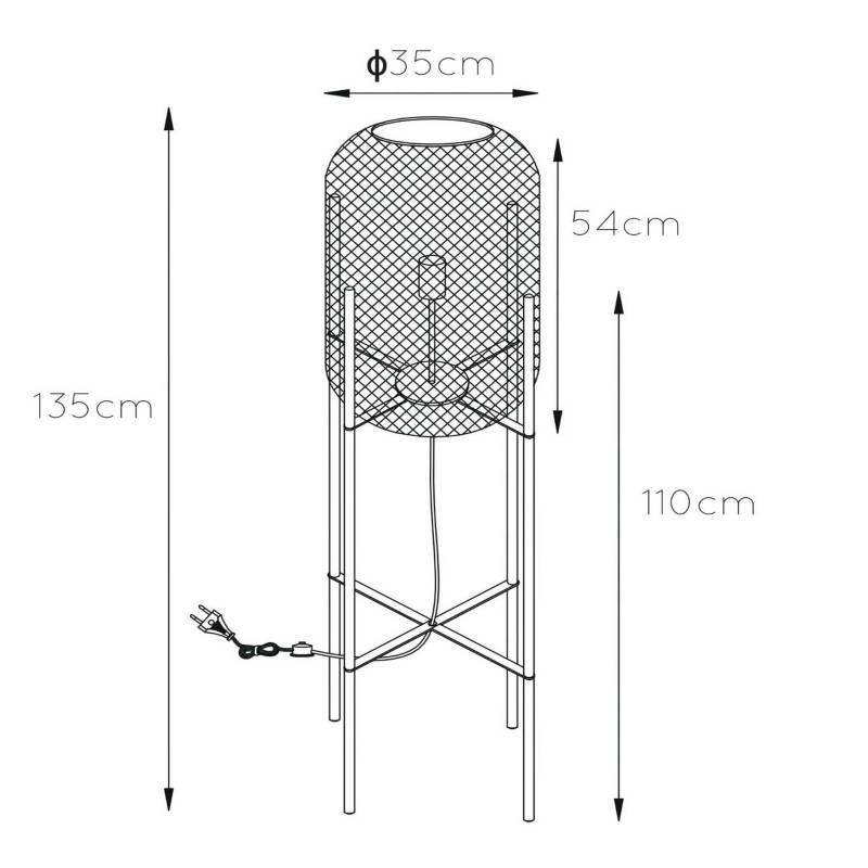 Stehleuchte Mesh mit vier Beinen, gold von Lucide