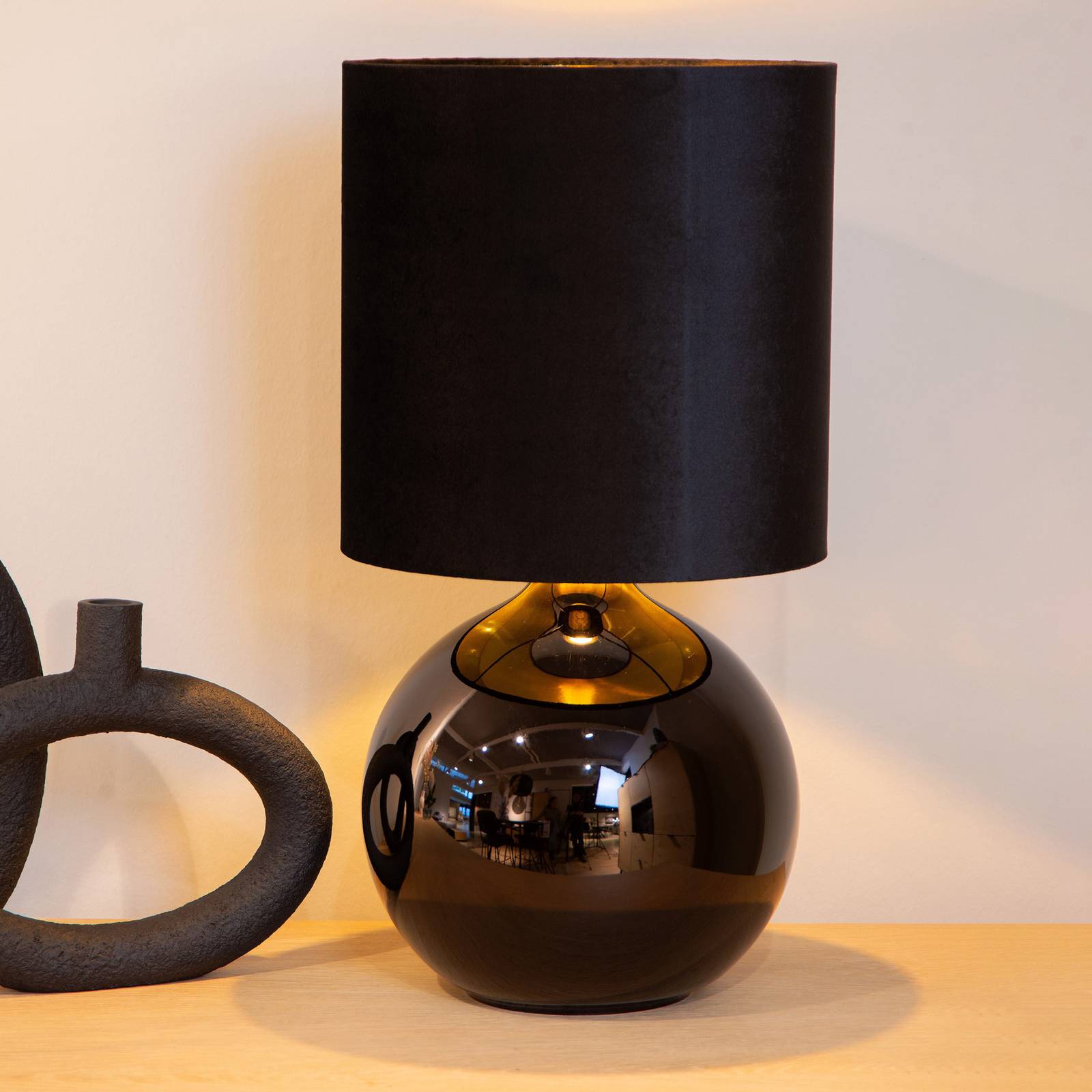 Tischleuchte Esterad, schwarz, Ø 24 cm, Höhe 47 cm, Glas Tischleuchte Esterad, schwarz, Ø 24 cm, Höhe 47 cm, Glas von Lucide