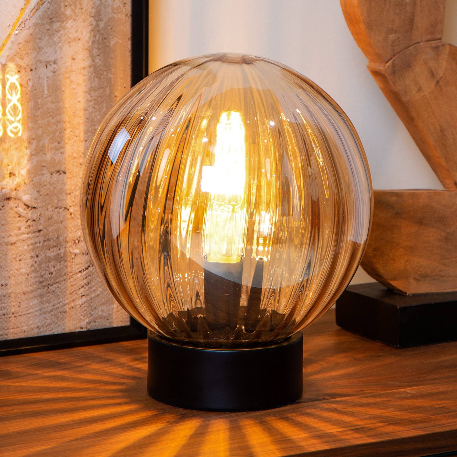 Tischleuchte Monsaraz, amber, Ø 25 cm, Glas, E27 Tischleuchte Monsaraz, amber, Ø 25 cm, Glas, E27 von Lucide