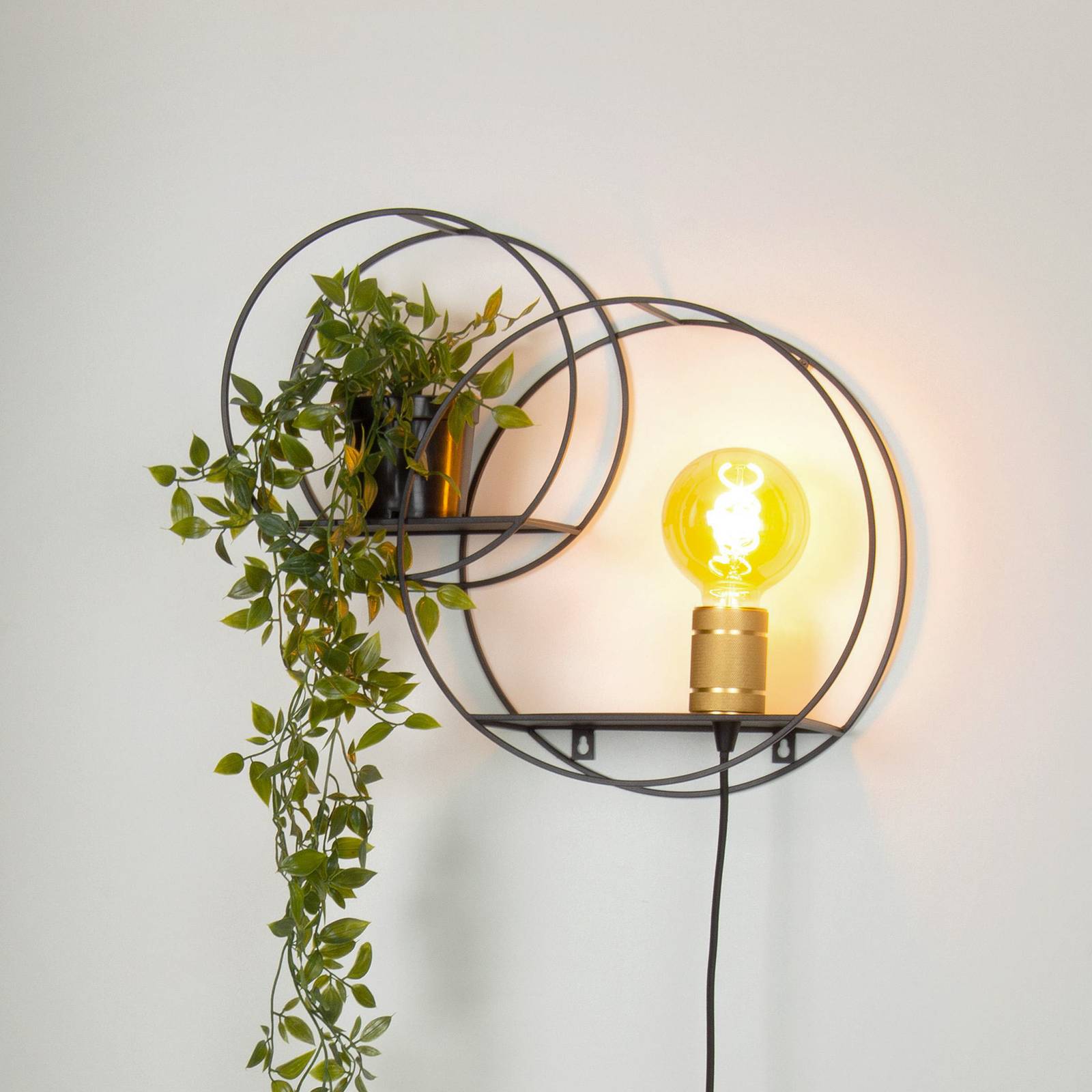 Wandleuchte Circle mit Stecker, schwarz, 38 cm, E27, Metall Wandleuchte Circle mit Stecker, schwarz, 38 cm, E27, Metall von Lucide