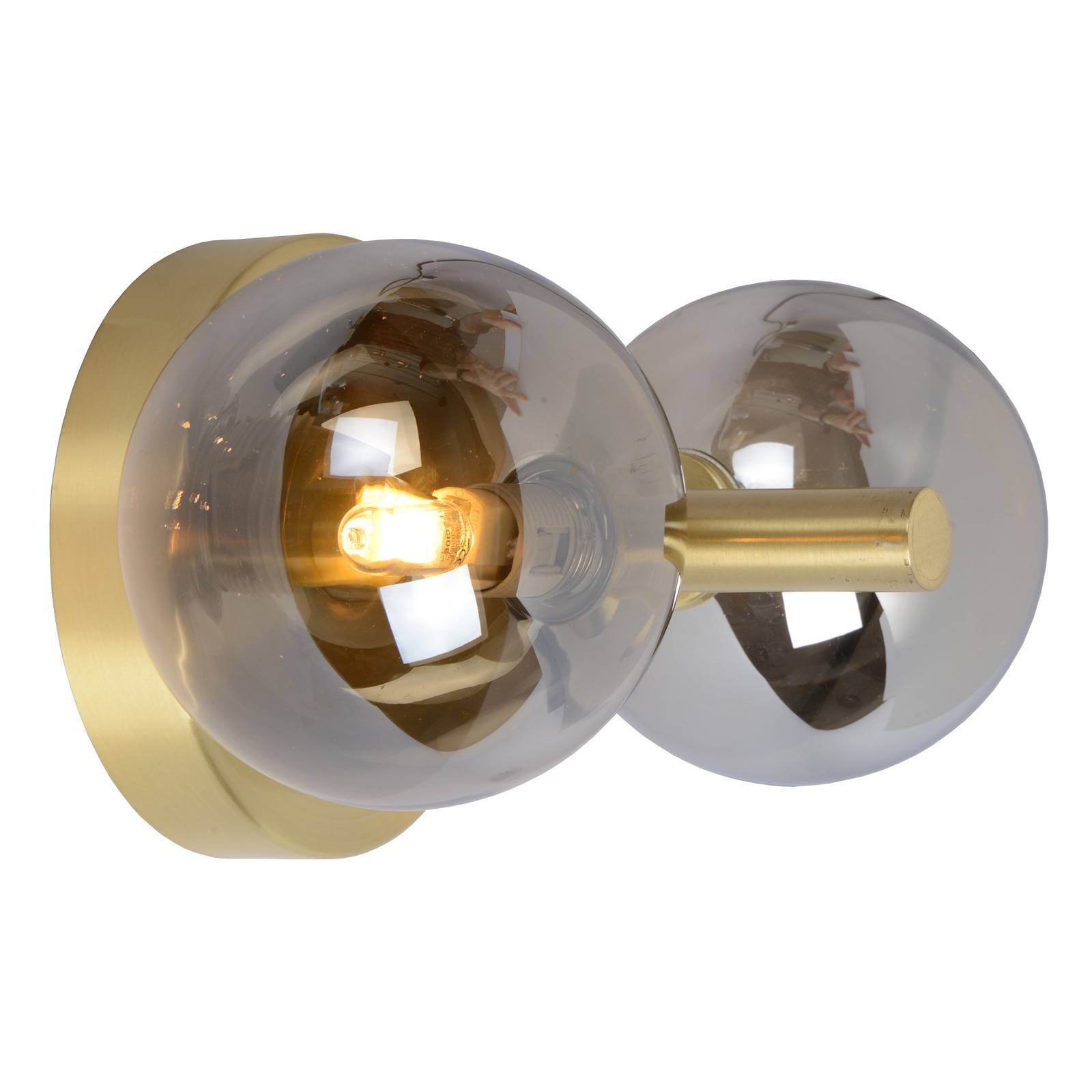 Wandleuchte Tycho, zweiflammig, gold/rauchgrau Wandleuchte Tycho, zweiflammig, gold/rauchgrau von Lucide