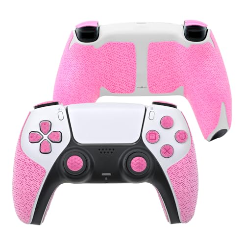 Controller Griff für PS5,Textured Skin Kit, für PS5DualSense/Edge rutschfest, schweißabsorbierend Controller Griffe, Knöpfe (Normal-Fluoreszierendes Rosa, PS5DualSense) von Luck&Link