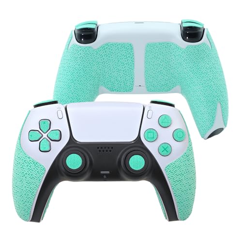 Controller Griff für PS5,Textured Skin Kit, für PS5DualSense/Edge rutschfest, schweißabsorbierend Controller Griffe, Knöpfe (Normal-Mintgrün, PS5DualSense) von Luck&Link