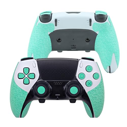 Controller Griff für PS5,Textured Skin Kit, für PS5DualSense/Edge rutschfest, schweißabsorbierend Controller Griffe, Knöpfe (Normal-Mintgrün, PS5Edge) von Luck&Link