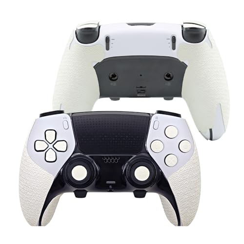 Controller Griff für PS5,Textured Skin Kit, für PS5DualSense/Edge rutschfest, schweißabsorbierend Controller Griffe, Knöpfe (PRO-Perlweiß, PS5Edge) von Luck&Link