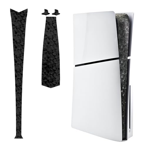 Luck&Link Haut Aufkleber für PS5 Slim Konsole Center Teil Schutz Textur Haut Kratzfest Aufkleber, für ps5 Slim Digital&Disc Edition(Broken Diamonds-Schwarz, for PS5 Slim (2023)) von Luck&Link