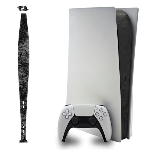 Luck&Link Haut Aufkleber für PS5 Konsole Center Teil Schutz Textur Haut Kratzfest Aufkleber, für PS5 Digital&Disc Edition (Geschmiedete Kohlefaser-Schwarz, FOR PS5 (2020)) von Luck&Link