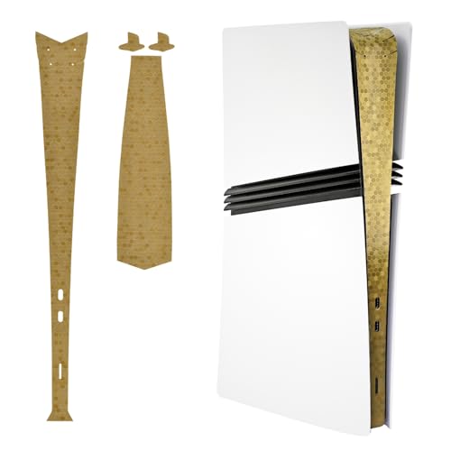 Luck&Link Haut Aufkleber für PS5 PRO Konsole Center Teil Schutz Textur Haut Kratzfest Aufkleber, für PS5 PRO Digital&Disc Edition(Waben-Gold, for PS5 PRO(2024)) von Luck&Link