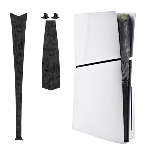 Luck&Link Haut Aufkleber für PS5 Slim Konsole Center Teil Schutz Textur Haut Kratzfest Aufkleber, für ps5 Slim Digital&Disc Edition(Schattentarnung-Schwarz, for PS5 Slim (2023)) von Luck&Link