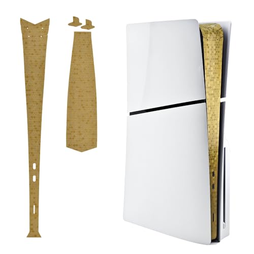 Luck&Link Haut Aufkleber für PS5 Slim Konsole Center Teil Schutz Textur Haut Kratzfest Aufkleber, für ps5 Slim Digital&Disc Edition(Waben-Gold, for PS5 Slim (2023)) von Luck&Link