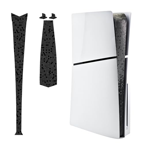 Luck&Link Haut Aufkleber für PS5 Slim Konsole Center Teil Schutz Textur Haut Kratzfest Aufkleber, für ps5 Slim Digital&Disc Edition(Waben-Schwarz, for PS5 Slim (2023)) von Luck&Link