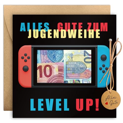 Luckeey Geldgeschenk Jugendweihe, Gamepad Jugendweihe Karte Geldgeschenke Verpackung mit Umschlägen, Jugendweihe Geschenke Junge Mädchen, Jugendweihe Karten - Alles Gute zum Jugendweihe Level Up Luckeey Geldgeschenk Jugendweihe, Gamepad Jugendweihe Karte Geldgeschenke Verpackung mit Umschlägen, Jugendweihe Geschenke Junge Mädchen, Jugendweihe Karten - Alles Gute zum Jugendweihe Level Up von Luckeey