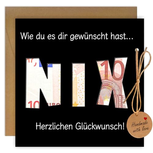 NIX Geldgeschenke Geburtstag, Nichts Geldgeschenke Verpackung Geburtstagskarte Mann, Lustige Geschenke für Männer und Frauen Geburtstag von Luckeey