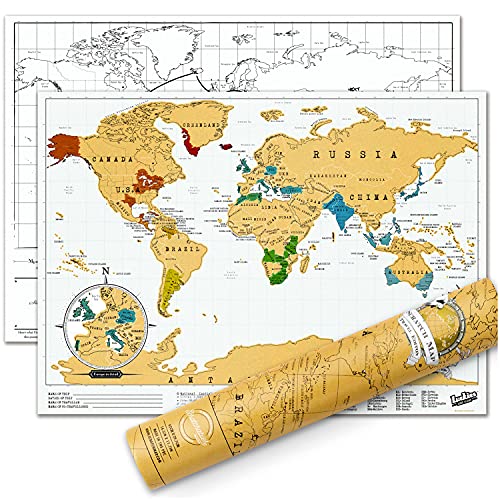 Scratch Map Travel Map - personalisiertes Reise-Poster im Weltformat der Rubbelkarten, hergestellt in Großbritannien von Luckies of London