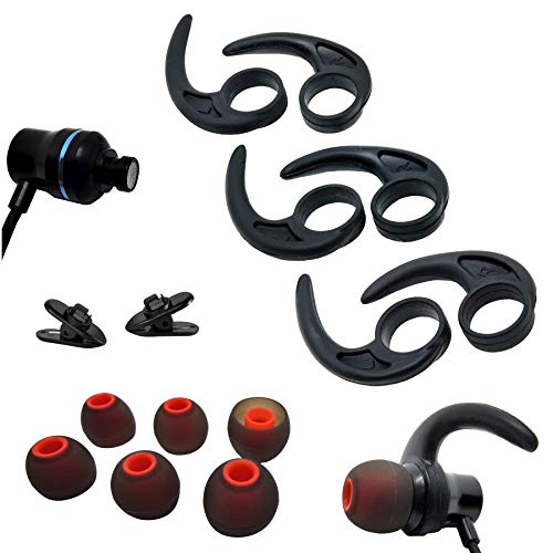 Ohrstöpsel-Set, 3 Paar (mittel), Flügelspitzen, Silikon-Ohrstöpsel, Stabilisator, Gummi-Ohrbügel, 3 Paar (LMS), Ersatz-Ohrstöpsel, 2 Kabel-Clips, kompatibel mit Jaybird x4, x3, x2 x Sport-Kopfhörer. von Luckvan