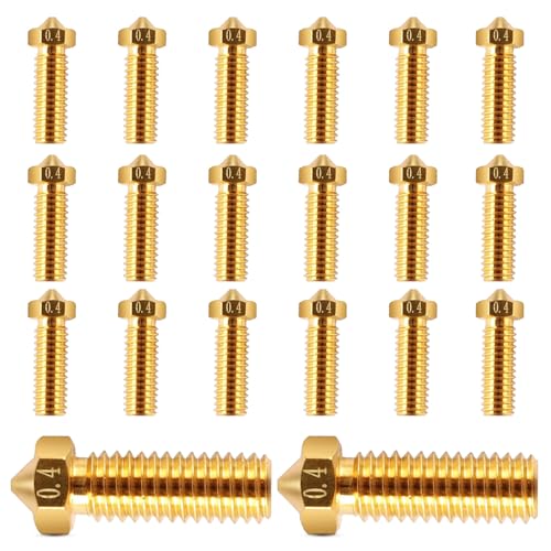 Luckwaii 20 Stück Düsen 3D Drucker 0,4 mm Messing Volcano Nozzle 3D Drucker Düse Set Extruder Druckkopfdüsen für Volcano Hotend Extruderteile Artillery Genius Sidewinder von Luckwaii