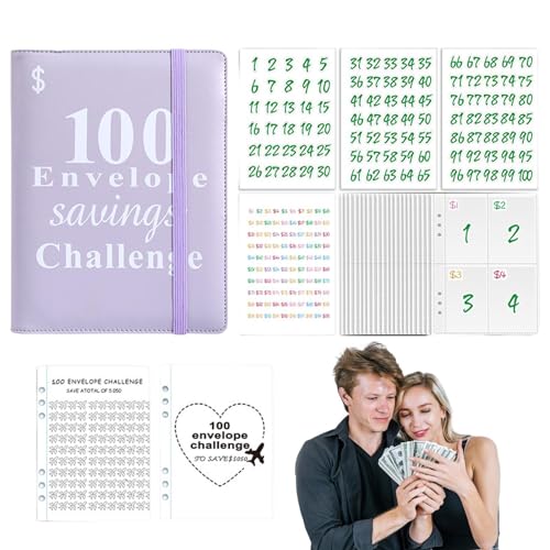 Budget-Binder-Umschläge, A5-Geldspar-Ordner,A5-Budgetordner mit 100 Taschen, um 5.050 US-Dollar zu sparen | Umschläge, Geldspar-Challenge, Budgetordner für intelligentes Geldsparen Luckxing von Luckxing