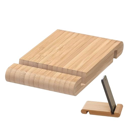 Luckxing Telefonständer aus Holz | Holz-Tablet-Ständer mit doppeltem Schlitz und Stabiler Basis - Holz-Tablet-Ständer, Handy-Desktop-Ständer, Geschenk für Freunde, Kollegen, Familie von Luckxing