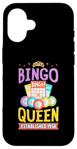 Bingo Queen gegründet 1958 Geburtsjahr Bingo Geburtstagsparty Hülle für iPhone 16 Bingo Queen gegründet 1958 Geburtsjahr Bingo Geburtstagsparty Hülle für iPhone 16 von Lucky Bingo Birthday Party Supplies for Grandma
