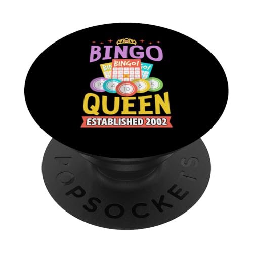 Bingo Queen gegründet 2002 Geburtsjahr Bingo Geburtstagsparty PopSockets Klebender PopGrip Bingo Queen gegründet 2002 Geburtsjahr Bingo Geburtstagsparty PopSockets Klebender PopGrip von Lucky Bingo Birthday Party Supplies for Grandma