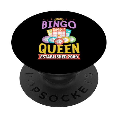 Bingo Queen gegründet 2009 Geburtsjahr Bingo Geburtstagsparty PopSockets Klebender PopGrip Bingo Queen gegründet 2009 Geburtsjahr Bingo Geburtstagsparty PopSockets Klebender PopGrip von Lucky Bingo Birthday Party Supplies for Grandma