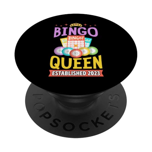Bingo Queen gegründet 2023 Geburtsjahr Bingo Geburtstagsfeier PopSockets Klebender PopGrip Bingo Queen gegründet 2023 Geburtsjahr Bingo Geburtstagsfeier PopSockets Klebender PopGrip von Lucky Bingo Birthday Party Supplies for Grandma