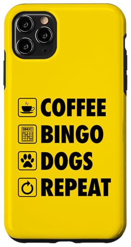 Coffee Bingo Dogs Repeat Life Einfache Grundsymbole Hülle für iPhone 11 Pro Max von Lucky Bingo Squad Merch for Senior Bingo Night