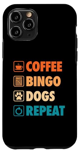 Coffee Bingo Dogs Repeat Life Einfache Grundsymbole Hülle für iPhone 11 Pro von Lucky Bingo Squad Merch for Senior Bingo Night
