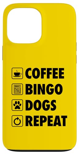 Coffee Bingo Dogs Repeat Life Einfache Grundsymbole Hülle für iPhone 13 Pro Max von Lucky Bingo Squad Merch for Senior Bingo Night