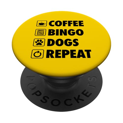 Coffee Bingo Dogs Repeat Life Einfache Grundsymbole PopSockets Klebender PopGrip Coffee Bingo Dogs Repeat Life Einfache Grundsymbole PopSockets Klebender PopGrip von Lucky Bingo Squad Merch for Senior Bingo Night